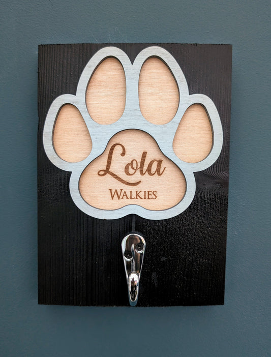 Wooden Dog Lead Hook Paw